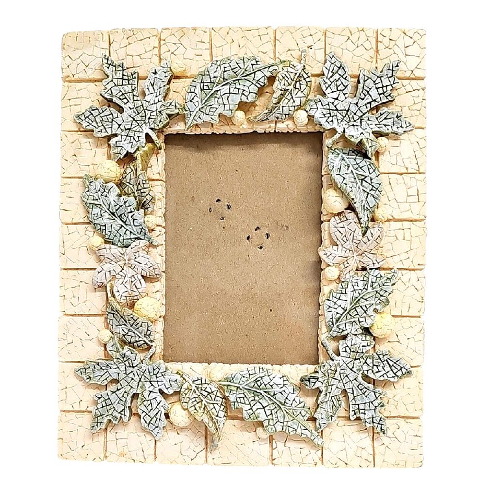 The Natural World by Raj Cream Green Leaf Picture Frame 8" x 7" (3 x 5.5" Pic)